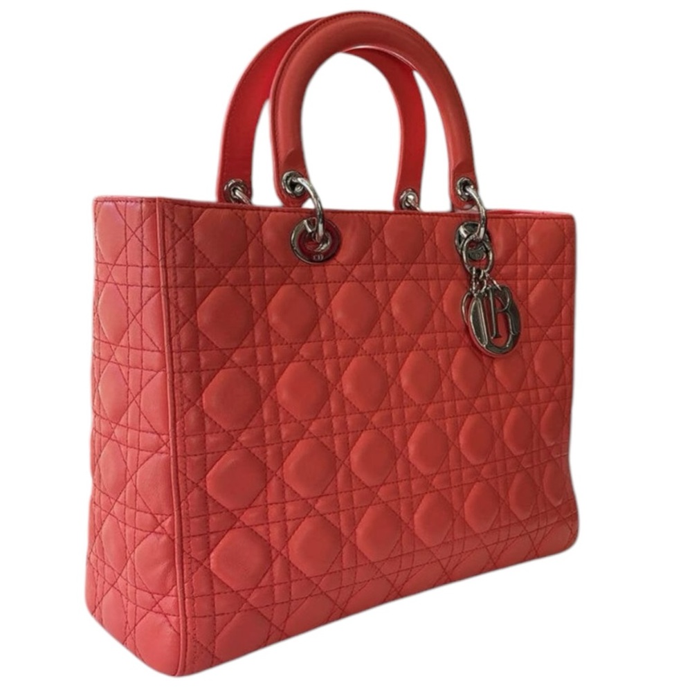 Christian Dior Coral Quilted 2way Handbag - Picture 4 of 7